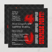 ÜBERRASCHUNG 40. Moderne Birthday Black Red W588 Einladung (Vorne/Hinten)