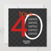 ÜBERRASCHUNG 40. Moderne Birthday Black Red W588 Einladung (Rückseite)