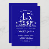 Überraschung 45. Hochzeitstag - Blau Weiß Einladung (Vorne/Hinten)