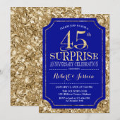 Überraschung 45. Hochzeitstag - Blue Gold Einladung (Vorne/Hinten)