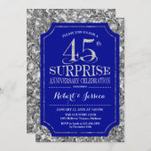 Überraschung 45. Hochzeitstag - Blue Silver Einladung (Vorne/Hinten)