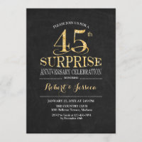 Überraschung 45. Hochzeitstag Chalkboard Gold