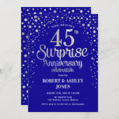 Überraschung 45 Jahre - Sapphire Blue & Silver Einladung (Vorne/Hinten)