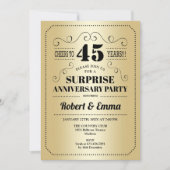 Überraschung 45-jähriges Party - Gold Black Einladung (Vorderseite)