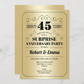 Überraschung 45-jähriges Party - Gold Black Einladung (Vorne/Hinten)