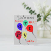 Überraschung 50. Geburtstag Balloons Einladungen (Stehend Vorderseite)