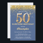 Überraschung 50. Geburtstag Blau und Gold Glitzer Einladung<br><div class="desc">Überraschung 50. Geburtstag Blue und Gold Glitzer Confetti Geburtstag Einladung. Für weitere Anpassungen klicken Sie bitte auf die Schaltfläche "Anpassen" und verwenden Sie unser Designwerkzeug,  um diese Vorlage zu ändern.</div>