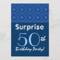 ÜBERRASCHUNG 50. Geburtstag Blaues Diamantmuster