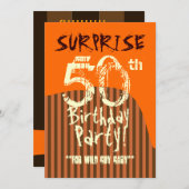 ÜBERRASCHUNG 50. Geburtstag Braun Elfenbeinküste A Einladung (Vorne/Hinten)