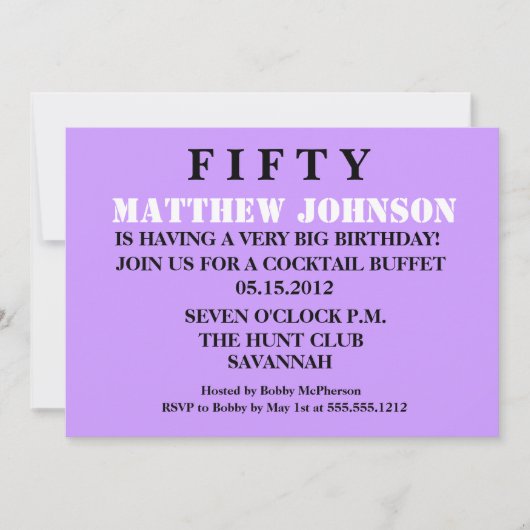 Überraschung 50. Geburtstag Einladung (Vorderseite)