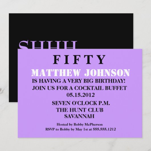 Überraschung 50. Geburtstag Einladung (Vorne/Hinten)