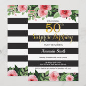 Überraschung 50. Geburtstag Einladung Frauen Blume (Vorne/Hinten)
