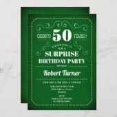 Überraschung 50. Geburtstag Einladung - Grün Weiß (Vorne/Hinten)