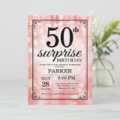 Überraschung 50. Geburtstag Einladung Pink Glitzer (Stehend Vorderseite)