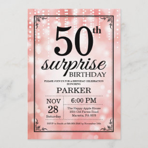 Überraschung 50. Geburtstag Einladung Pink Glitzer