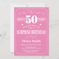 Überraschung 50. Geburtstag Einladung Rosa und Wei