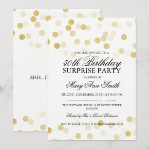 Überraschung 50. Geburtstag Gold Foil Glitzer Ligh Einladung