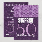 Überraschung 50. Geburtstag Lila Vorlage 01 (Vorne/Hinten)
