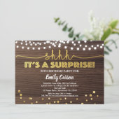 Überraschung 50. Geburtstag Party Einladung Holz G (Stehend Vorderseite)