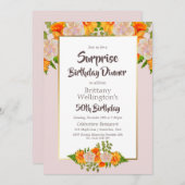 Überraschung 50. Geburtstag Pink Orange Gold Einladung (Vorne/Hinten)