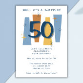 Überraschung 50. Geburtstag Retro Midjahrhundert B Einladung