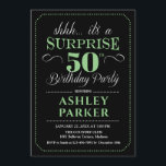 Überraschung 50. Geburtstagsparty - Black Green Einladung<br><div class="desc">Überraschung 50. Geburtstagsparty Einladung. Einfaches Design in Schwarz,  Grün und Weiß. Funktioniert mit elegantem Script-Schriftart. Überraschende Feier für Mann oder Frau. Kann in jedem Alter angepasst werden!</div>