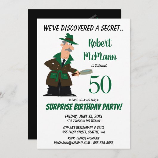 Überraschung 50. Geburtstagsparty Einladung - Gehe (Vorne/Hinten)