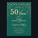 Überraschung 50. Geburtstagsparty - Emerald Green  Einladung<br><div class="desc">Überraschung 50. Geburtstagsparty Einladung. Elegantes Design in smaragdgrün und Imitate Glitzer Gold. Enthält Skript-Schriftart und Diamanten Konfetti. Feiert bis 50 Jahre! Nachricht,  wenn Sie weitere Anpassungen benötigen.</div>