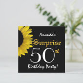 ÜBERRASCHUNG 50. Geburtstagsparty Gelbe Sonnenblum Einladung (Stehend Vorderseite)