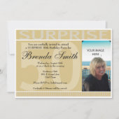 Überraschung 50. Geburtstagsparty Gold Einladung (Rückseite)