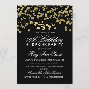Überraschung 50. Geburtstagsparty Gold Foil Confet Einladung