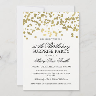 Überraschung 50. Geburtstagsparty Gold Foil Confet Einladung