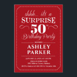 Überraschung 50. Geburtstagsparty - Red White Einladung<br><div class="desc">Überraschung 50. Geburtstagsparty Einladung. Einfaches Design in dunkelrot und weiß. Funktioniert mit elegantem Script-Schriftart. Überraschende Feier für Mann oder Frau. Kann in jedem Alter angepasst werden!</div>