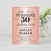Überraschung 50. Geburtstagsparty - Rose Gold Einladung (Stehend Vorderseite)