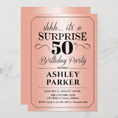 Überraschung 50. Geburtstagsparty - Rose Gold Einladung (Vorne/Hinten)
