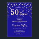 Überraschung 50. Geburtstagsparty - Royal Blue Gol Einladung<br><div class="desc">Überraschung 50. Geburtstagsparty Einladung. Elegantes Design in Saphir königsblau und Imitate Glitzer Gold . Enthält Skript-Schriftart und Diamanten Konfetti. Feiert bis 50 Jahre! Nachricht,  wenn Sie weitere Anpassungen benötigen.</div>