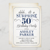 Überraschung 50. Geburtstagsparty - Weiße Marine Einladung (Vorne/Hinten)