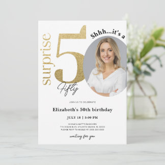 Überraschung 50. Gold Geburtstag Einladung mit Fot