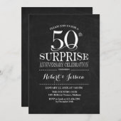 Überraschung 50. Hochzeit Jahrestag Chalkboard Whi Einladung (Vorne/Hinten)