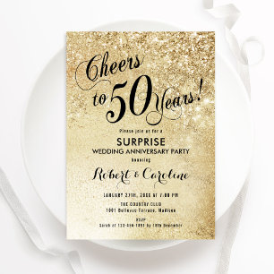 Überraschung 50. Hochzeitstag - Gold Einladung