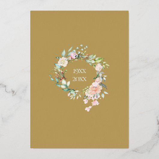 Überraschung 50. Hochzeitstag Party Gold Folieneinladung (Rückseite)