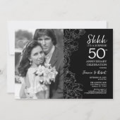 Überraschung 50 Jahre Jubiläum mit Foto Schwarz-we Einladung (Vorderseite)