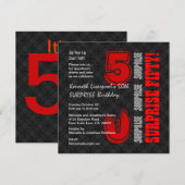 ÜBERRASCHUNG 50. Moderne Birthday Black Red W587 Einladung (Vorne/Hinten)