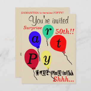Überraschung 50. über den Berg-Balloons Einladung
