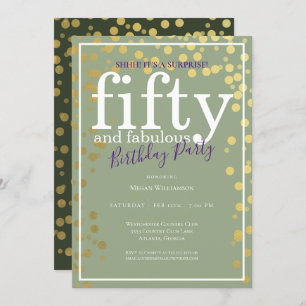 Überraschung 50 und fabelhaft Geburtstag Lila Gold Einladung
