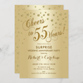 Überraschung 55. Hochzeitstag - Gold Einladung (Vorne/Hinten)