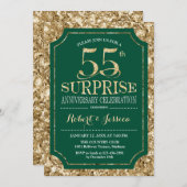 Überraschung 55. Hochzeitstag - Green Gold Einladung (Vorne/Hinten)