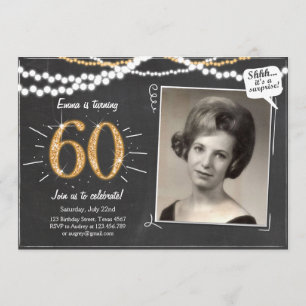 Überraschung 60 60 Gold Glitzer Geburtstag Einladu Einladung