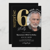 Überraschung 60. Black Gold Geburtstag Einladung F (Vorne/Hinten)