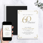 Überraschung 60 & fabelhafte Black & Gold Geburtst Einladung<br><div class="desc">Es ist eine besondere Überraschung 60. Geburtstag, und es ist Zeit zu feiern! Will du, den besten Bash in der Stadt zu werfen? Mit dieser 60 & Fabulous Black, White & Gold Kalligraphie zum Geburtstag laden Sie ein, mit dem höchsten Stil zu beginnen. Es wird sicher sein, den Ton für...</div>